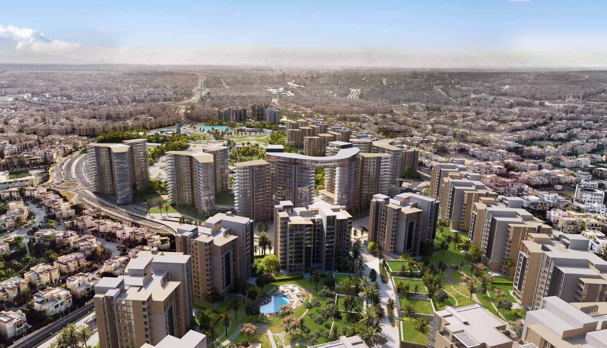 أبراج ومسطحات خضراء في مشروع زد الشيخ زايد